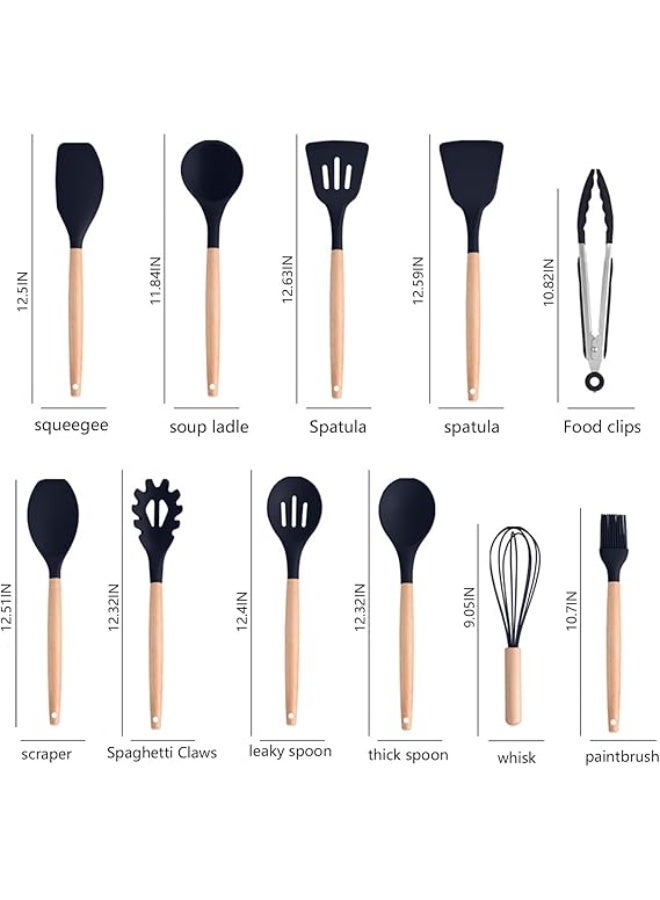 LOISTE 19-Piece Silicone Kitchen Utensils & Knife Set for Cooking with Storage Holder — Heat-Resistant Cooking Tools & Knives for Home Kitchen | BPA Free | Non-Stick | Lightweight | Black Colour - Image 3