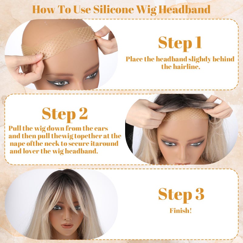 guduling 3pcs Silicone Wig Grip, Wig Grip Headband, Silicone Material, Elastic Fixed Non-Slip Wig Bands No Slip for Men and Women, Sweat-Proof Shaping, Skin Color - Image 4