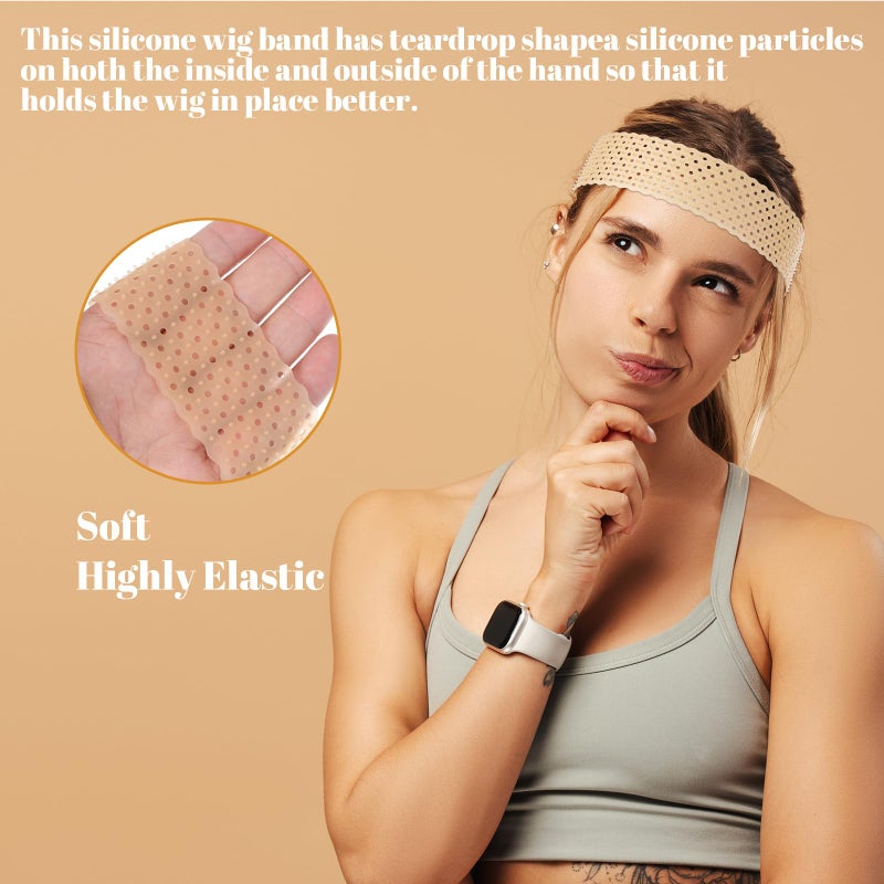 guduling 3pcs Silicone Wig Grip, Wig Grip Headband, Silicone Material, Elastic Fixed Non-Slip Wig Bands No Slip for Men and Women, Sweat-Proof Shaping, Skin Color - Image 5