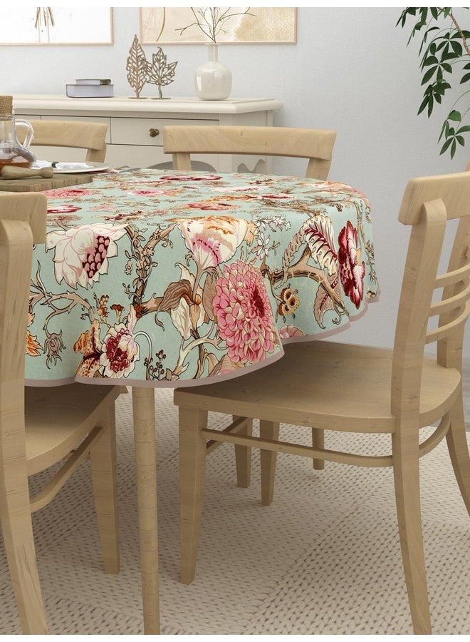 Clasiko 6 Seater Oval Dining Table Cover; 60x90 Inches; Material - Cotton; Multicolor Green 80010 - Image 3