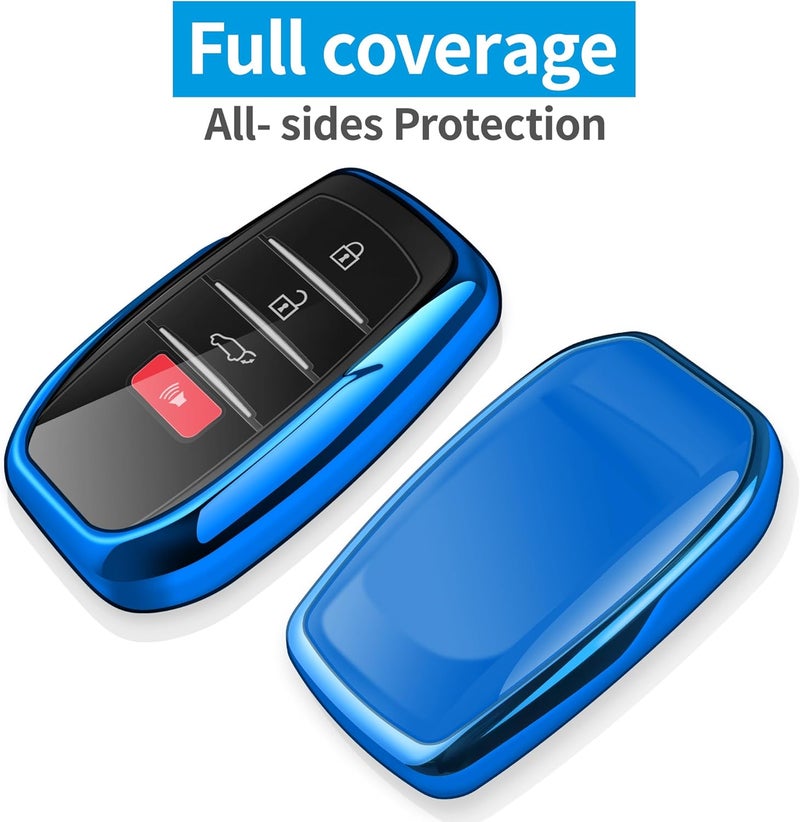 Autophone Key Fob Cover for Toyota with Keychain - Blue TPU Protection - Image 3