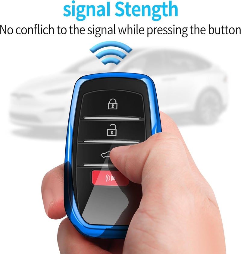 Autophone Key Fob Cover for Toyota with Keychain - Blue TPU Protection - Image 5