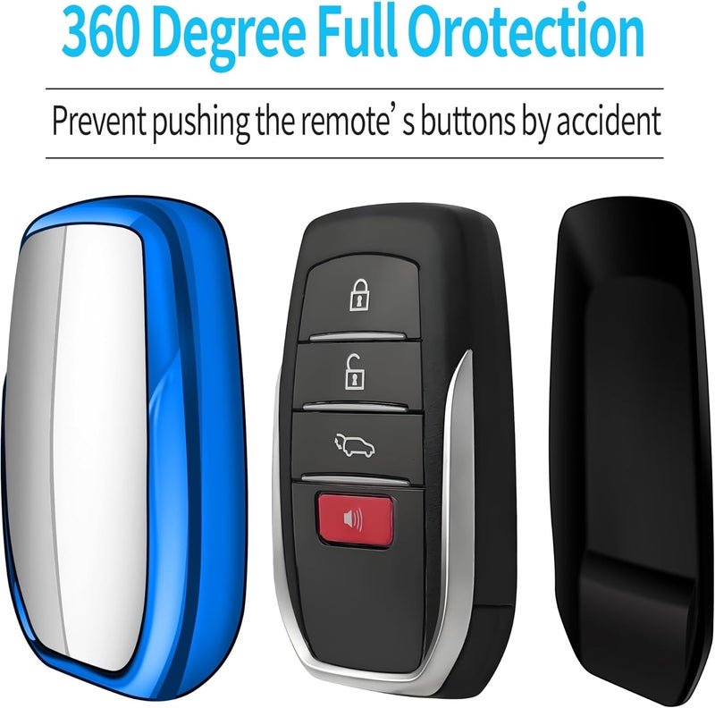 Autophone Key Fob Cover for Toyota with Keychain - Blue TPU Protection - Image 4