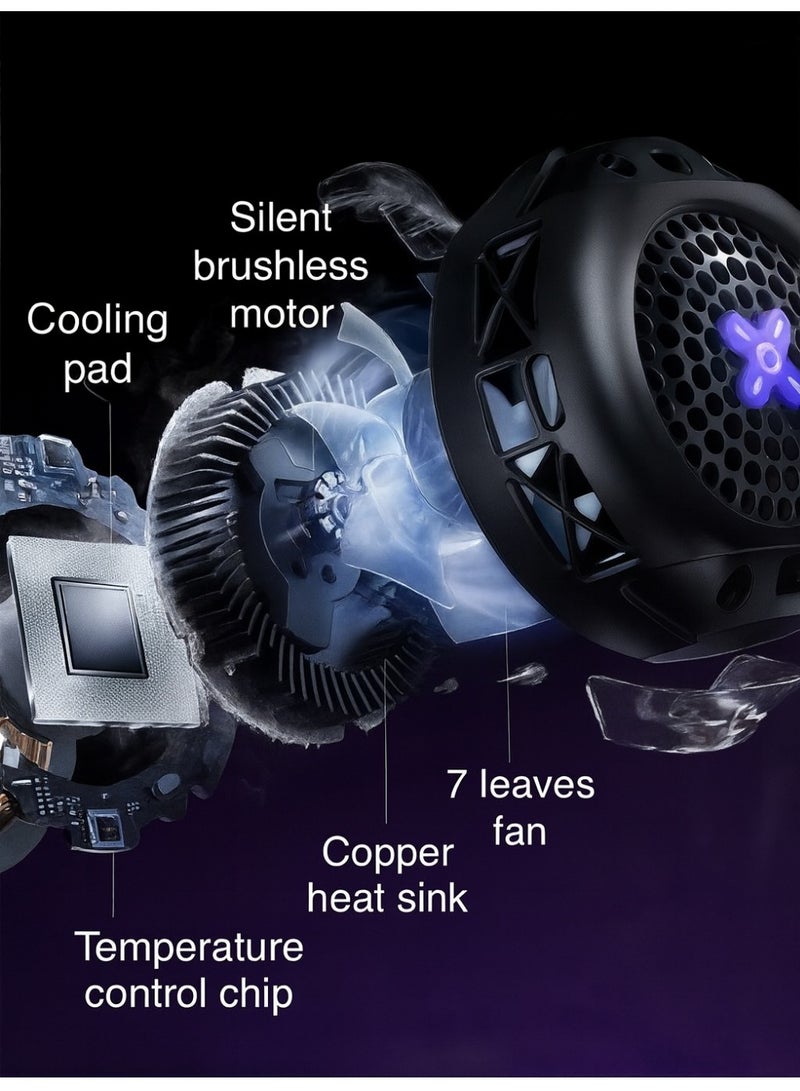 2E575 Semiconductor Phone Cooling Fan - Type-C Interface - Charging Antenna Support - Super Cooling for Gaming - Lightweight for Continuous Use - Compatible with All Phones - Black - Image 4