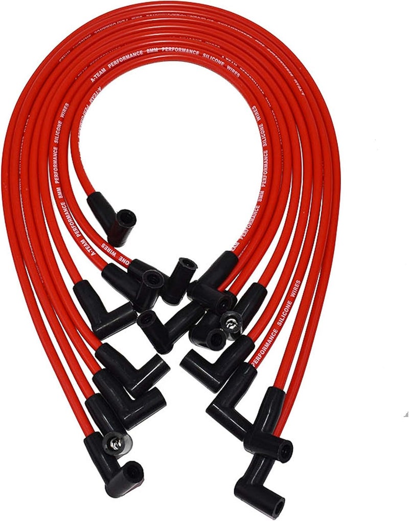 A-Team Performance 8.0mm Red Silicone Spark Plug Wires for Chevrolet SBC Small Block GMC - Image 1