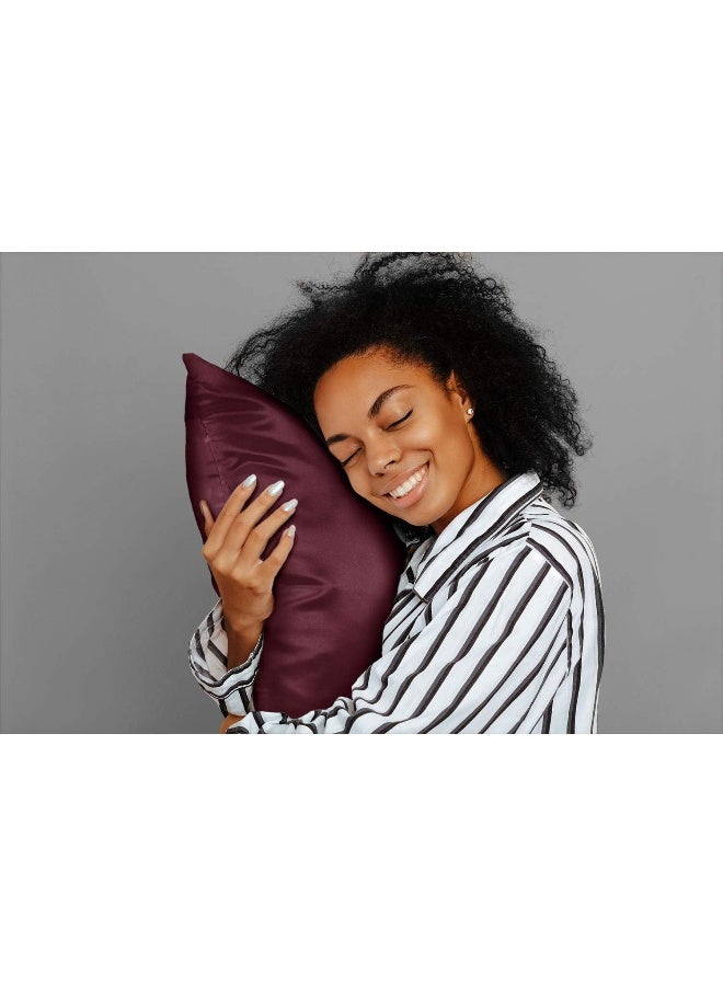 ShopBedding Satin Pillowcase with Zipper for Hair and Skin Care Feels Soft and Cool Like a Silk Pillowcase Satin Pillow Cases 2 Pack Slik Pillow Cover Burgundy Standard Set of 2  Blissford - Image 3