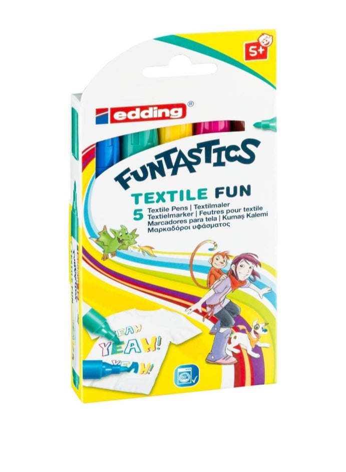 Edding Edding Kids Fabric Markers: Fun to color with wash-resistant ink suitable for most light-colored fabrics including cotton, silk, and linen - Image 2