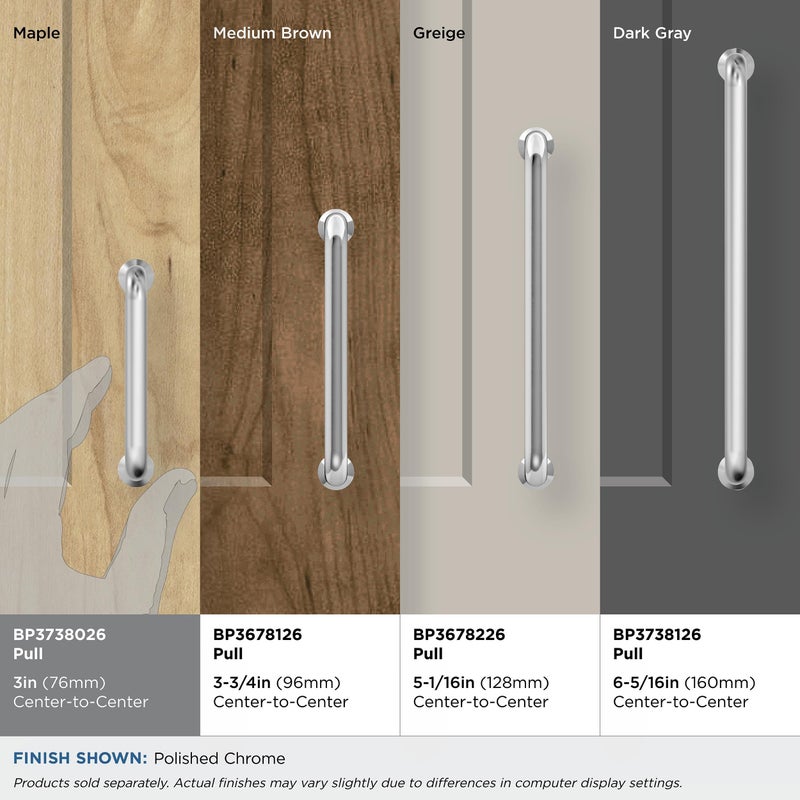 Amerock Bp3738026 | Polished Chrome Cabinet Pull | 3 In (76 Mm) Center-To-Center Cabinet Handle | Factor | Drawer Pull | Kitchen Cabinet Handle | Furniture Hardware - Image 3