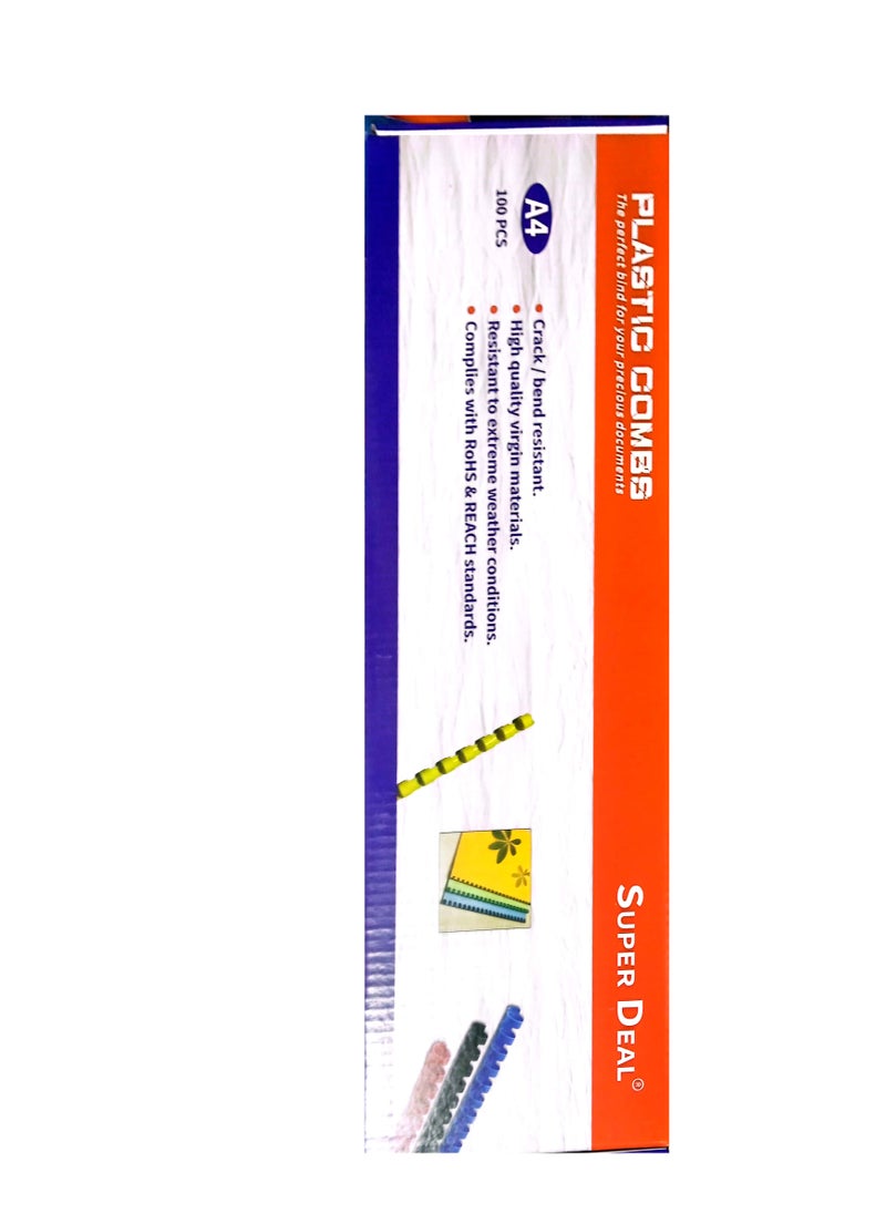 SUPER DEAL 100-Piece Plastic Binding Combs 14mm Blue  - Image 3