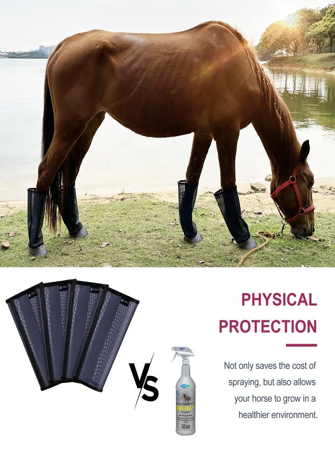 Gydoty Horse Fly Boots Set of 4, Breathable Mesh Protectores para Caballos, Indoor & Outdoor UV Protective Leg Boots for Turnout, Lightweight Fly Protection for Horse Legs（Medium, Blue - Image 4