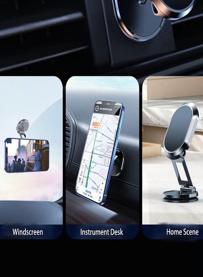 QUEMISS Car Phone Holder Mount for Smartphones, Compatible with iPhone, Huawei, Xiaomi, Samsung, Strong Magnetic Attraction, 360 Rotation, Suction Adhesive, Dashboard Mount - Image 4