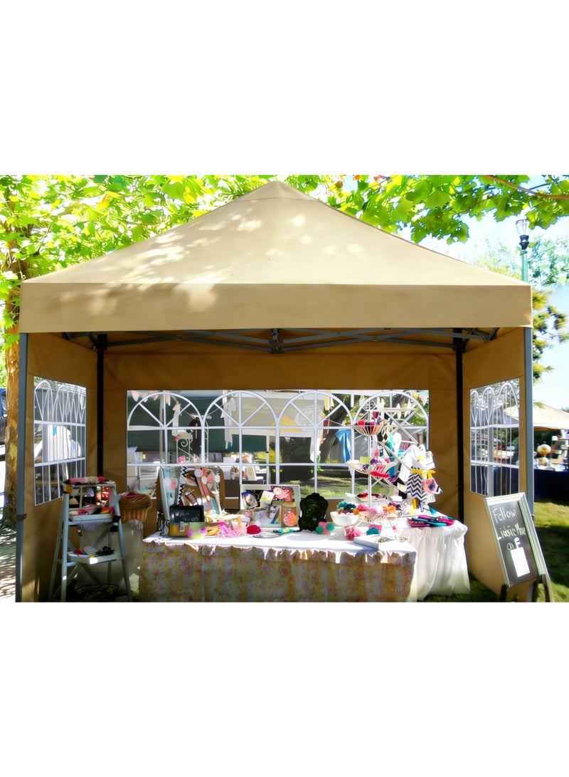 CIMIA Gazebo,Canopy,Outdoor Pop-Up Canopy Tent,Garden Umbrella,3x3m, Heavy-Duty Steel Frame, Water-Resistant, UPF 50+ UV Protection,With 3 Sidewalls,Khaki - Image 4