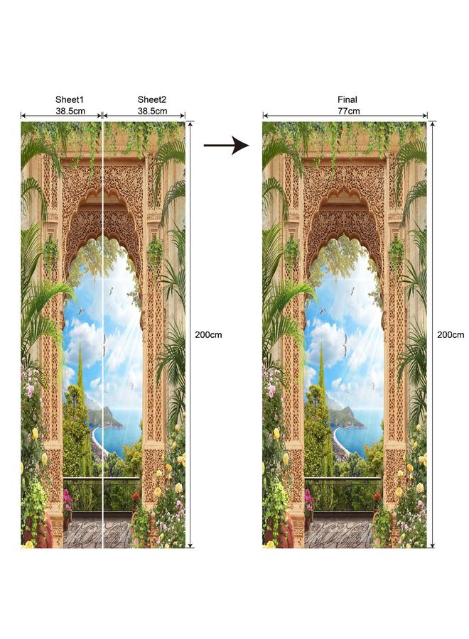 Bluejw Foreign Trade Goods 77/90cm Landscape Decoration Simulation Door Stickers Bedroom Living Room Door Renovation Pvc Wall Stickers A Generation Of Hair - Image 1