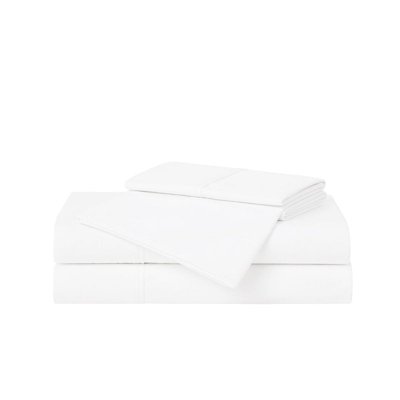 CANNON Solid Percale 200 Thread Count Sheet Sets White 100% Cotton 4-Piece King Sheet Set, Solid Color Themed, Adult Bedding, Oeko-TEX Certified - Image 2
