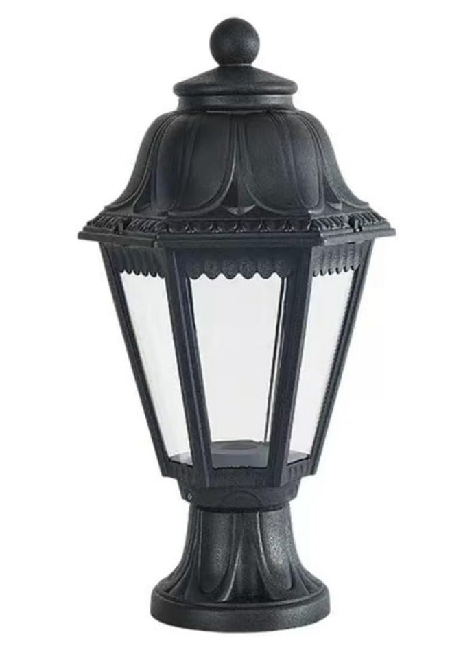 HUA QIANG WANG Outdoor Plastic Post Lights, Exterior Lamp Post Light Fixture with E27 Socket, Black Waterproof Post Lantern with Clear Lampshade, Pillar Outside Lighting for Garden, Patio, Pathway 