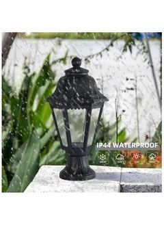 HUA QIANG WANG Outdoor Plastic Post Lights, Exterior Lamp Post Light Fixture with E27 Socket, Black Waterproof Post Lantern with Clear Lampshade, Pillar Outside Lighting for Garden, Patio, Pathway  - Image 4