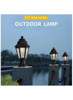 HUA QIANG WANG Outdoor Plastic Post Lights, Exterior Lamp Post Light Fixture with E27 Socket, Black Waterproof Post Lantern with Clear Lampshade, Pillar Outside Lighting for Garden, Patio, Pathway  - Image 3