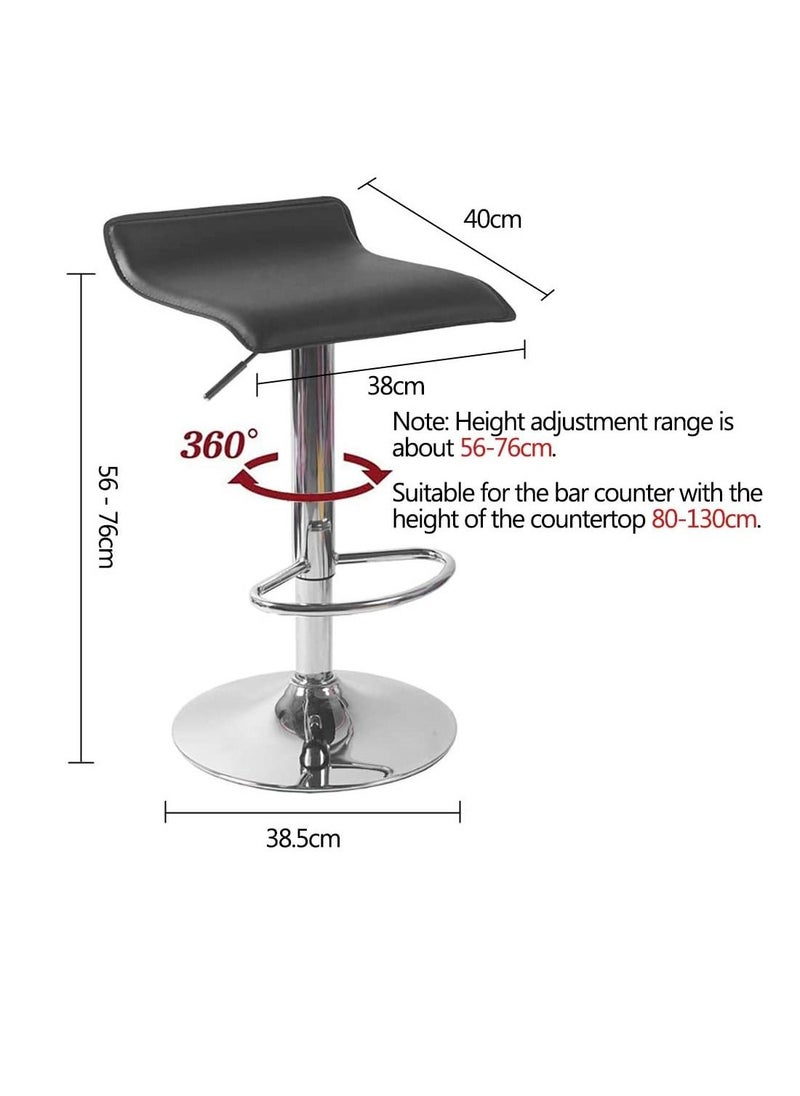 Adjustable Swivel Barstools, PU Leather with Chrome Base, Pub Counter Chair (D-Black)