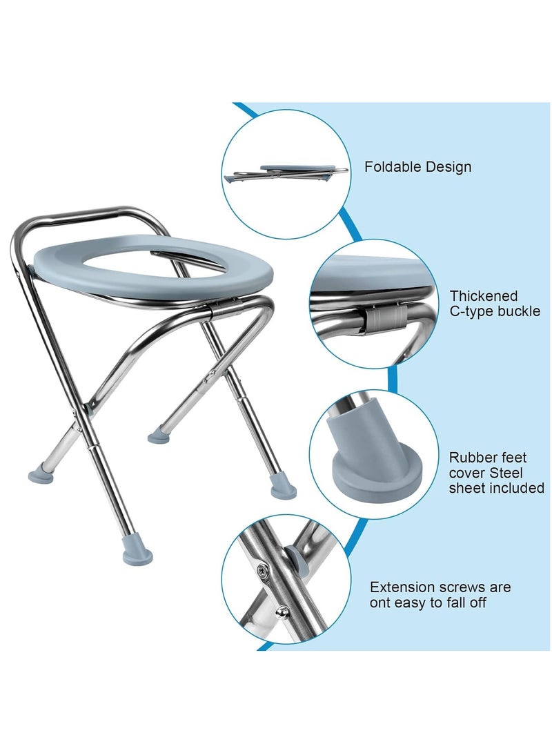 Hihonor Portable Toilet Seat – Compact Lightweight Indoor & Outdoor Commode w/Built-In Bag Hooks & Travel Bag – Heavy-Duty Stainless-Steel Chair is Durable & Convenient For Camping  - Image 3