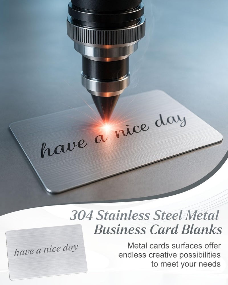 AOKLIT 50 pcs 304 Stainless Steel Metal Business Cards Blanks, 3.4 x 2.1 Inch Thickness 0.5 mm Metal Card Laser Engraving Steel Plates for Business House Customer DIY Gift - Image 4