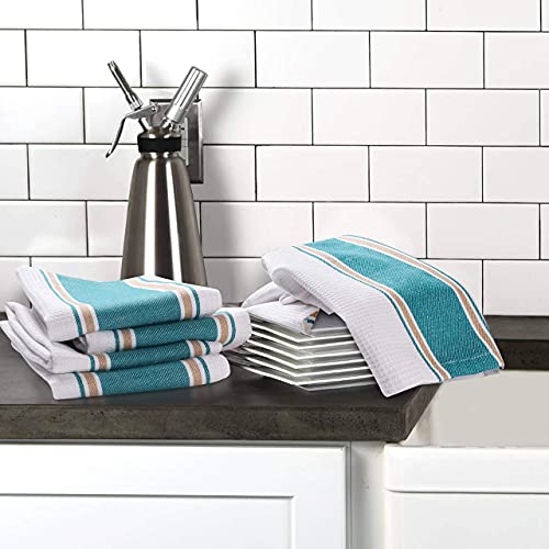 Goroly Home 100% Cotton Kitchen Dish Towel Set of 6 Pack, Highly Absorbent Quick Drying, Machine Washable and Reusable Ultra Soft Tea Towel with Hanging Loop for Cleaning Dishes, 20x28 Inch Teal - Image 2