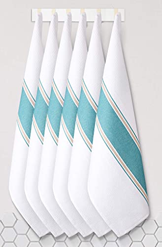 Goroly Home 100% Cotton Kitchen Dish Towel Set of 6 Pack, Highly Absorbent Quick Drying, Machine Washable and Reusable Ultra Soft Tea Towel with Hanging Loop for Cleaning Dishes, 20x28 Inch Teal - Image 5