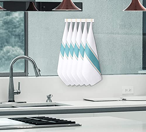 Goroly Home 100% Cotton Kitchen Dish Towel Set of 6 Pack, Highly Absorbent Quick Drying, Machine Washable and Reusable Ultra Soft Tea Towel with Hanging Loop for Cleaning Dishes, 20x28 Inch Teal - Image 4