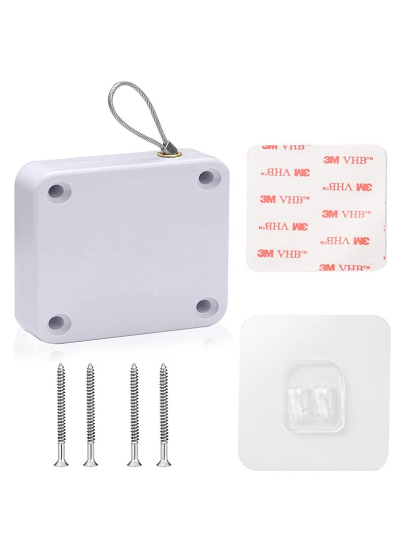 غالق باب اوتوماتيك متعدد الاستخدامات، لا يحتاج لثقوب لتثبيته ويعمل باربطة سحب من الفولاذ، مناسب للاستخدام المنزلي ولجميع انواع الابواب (ابيض) - Image 1