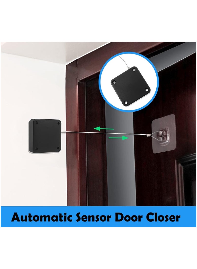 غالق باب اوتوماتيك متعدد الاستخدامات، لا يحتاج لثقوب لتثبيته ويعمل باربطة سحب من الفولاذ، مناسب للاستخدام المنزلي ولجميع انواع الابواب (ابيض) - Image 2