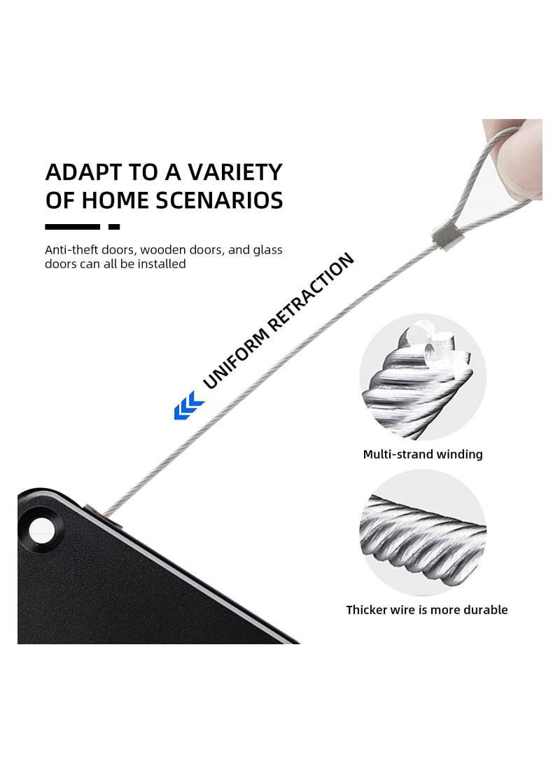 غالق باب اوتوماتيك متعدد الاستخدامات، لا يحتاج لثقوب لتثبيته ويعمل باربطة سحب من الفولاذ، مناسب للاستخدام المنزلي ولجميع انواع الابواب (ابيض) - Image 4