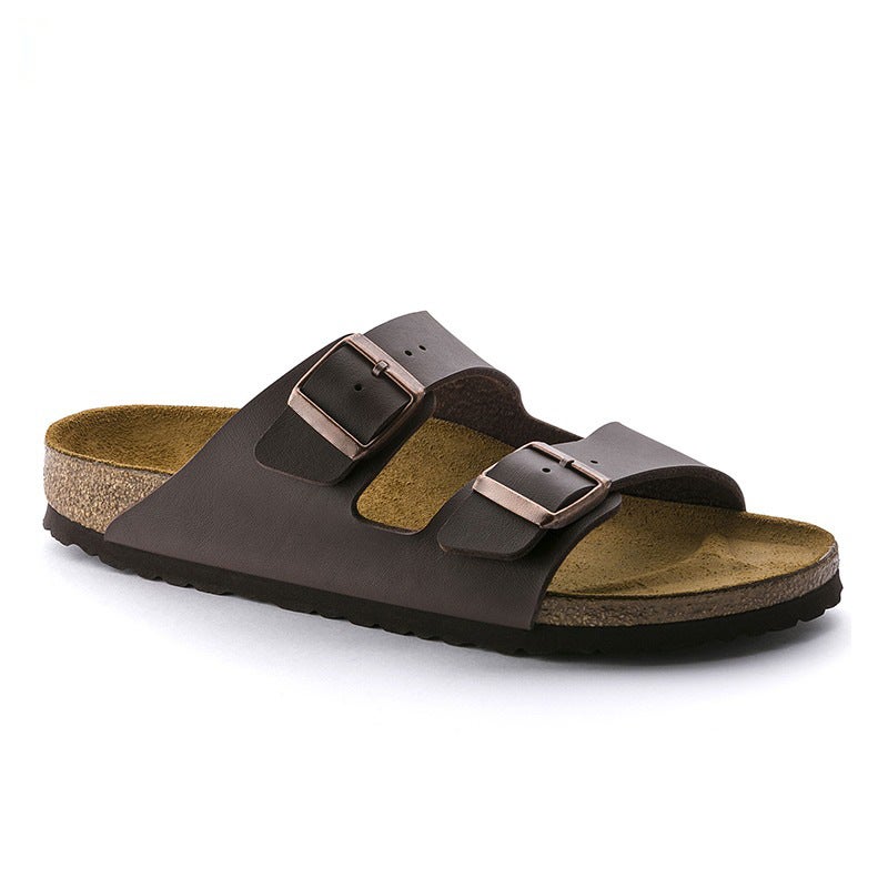 Cowhide Bk Shoes 2024 Spring And Retro Cork Flats Boken Sandals Men'S One-Line Sandals And Slippers Women'S Casual - Image 2