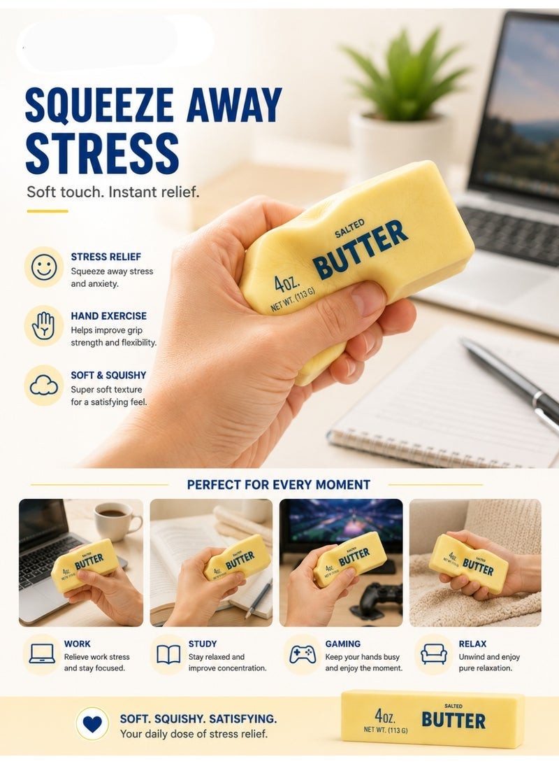 Eworld Butter Stick Squishy Toy - Soft Slow Rising Stress Relief Squeeze Fidget Toy Pocket Size Sensory Toy Available in Pack of 1 & 3 - Image 4