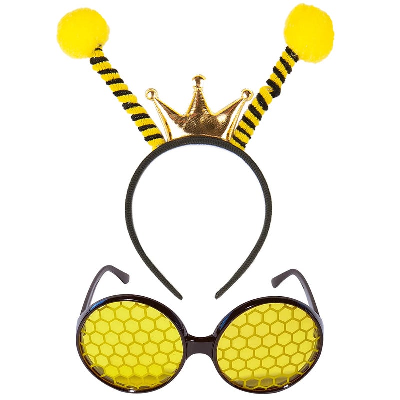 Funcredible Bumble Bee Headband and Bee Sunglasses Bumble Bee Antenna Headband Bumble Bee Halloween Costume Bumblebee Costume Accessories for Kids and Adults