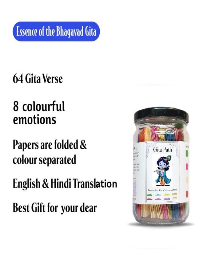 BOXOZA Krishna Gita Jar - 64 Bhagavad Gita Shlokas for Emotional Healing, Color-Coded Bhagavad Gita Verses Jar for Daily Spiritual Reflection, Spiritual Wisdom Gift Jar (1, English Gita Jar) (1) - Image 2