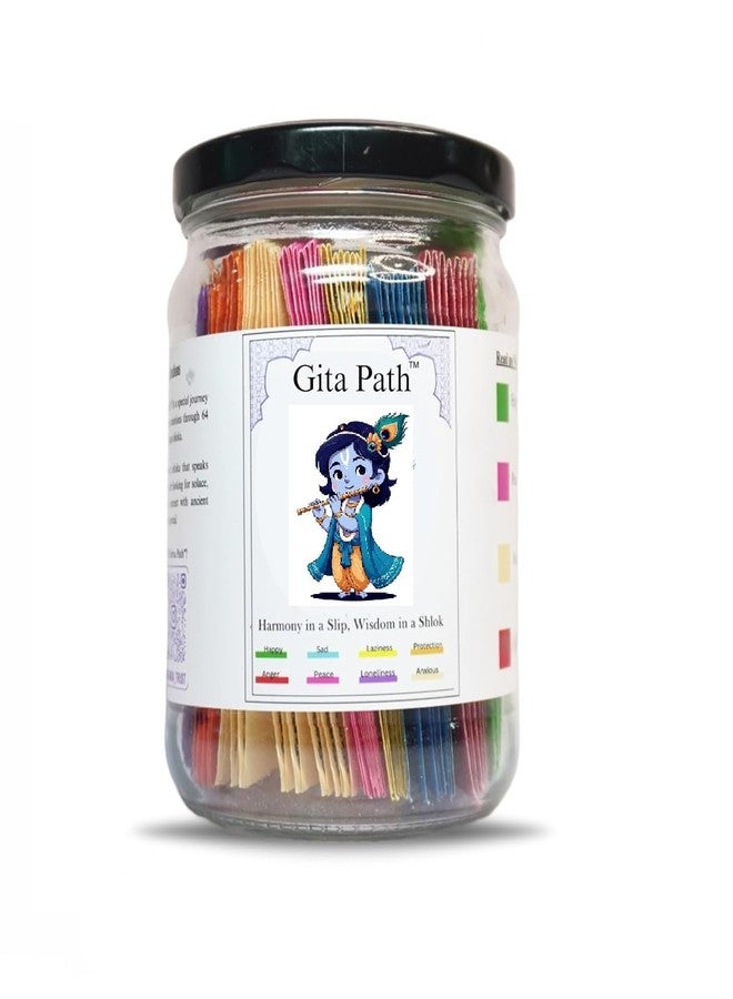 BOXOZA Krishna Gita Jar - 64 Bhagavad Gita Shlokas for Emotional Healing, Color-Coded Bhagavad Gita Verses Jar for Daily Spiritual Reflection, Spiritual Wisdom Gift Jar (1, English Gita Jar) (1) - Image 1