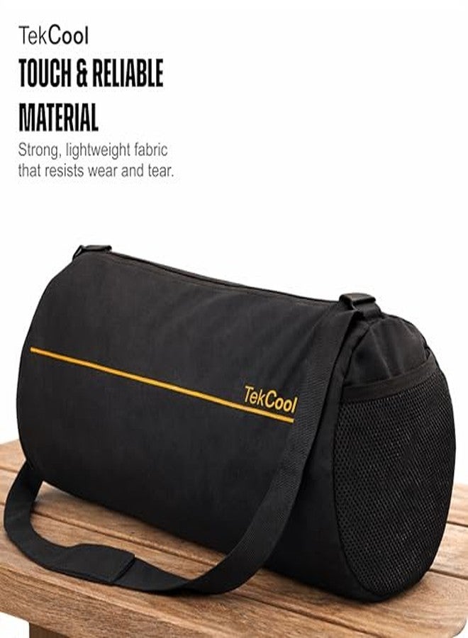 TEKCOOL حقائب رياضية من TEKCOOL للرجال، حقيبة رياضية صغيرة الحجم للنساء، حقيبة سفر للجنسين، قابلة للتعديل للأحذية والمناشف (أسود وأصفر) - Image 3