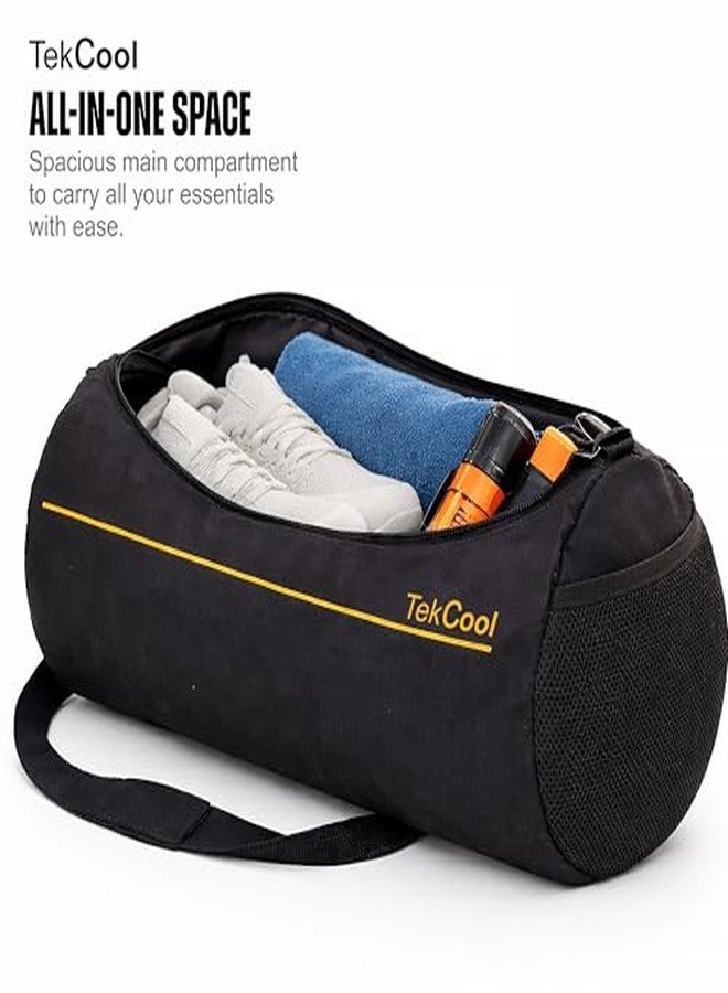 TEKCOOL حقائب رياضية من TEKCOOL للرجال، حقيبة رياضية صغيرة الحجم للنساء، حقيبة سفر للجنسين، قابلة للتعديل للأحذية والمناشف (أسود وأصفر) - Image 4