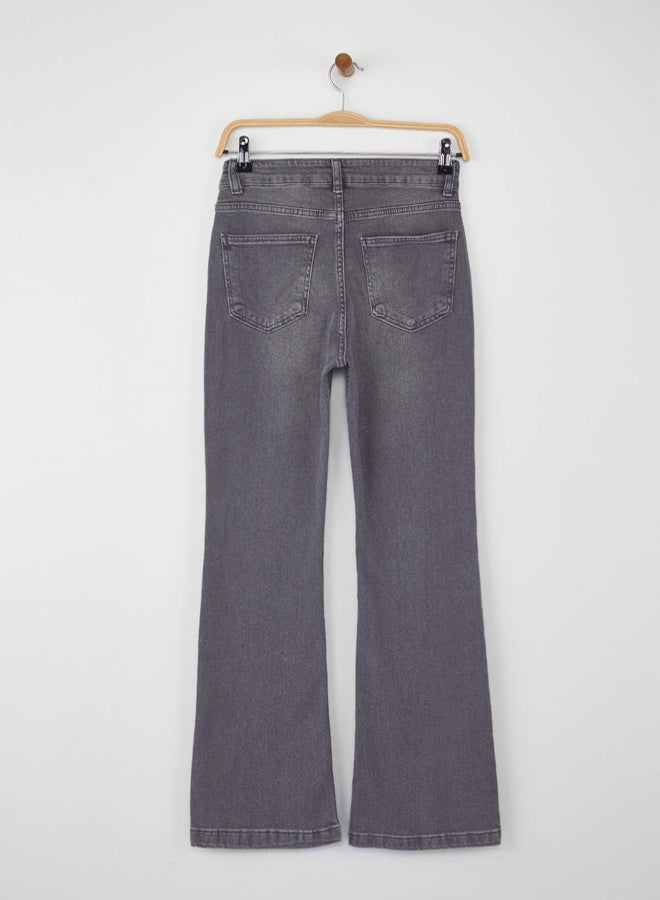 trendyol Gray High Waist Spanish Leg Flare Jeans - Image 5
