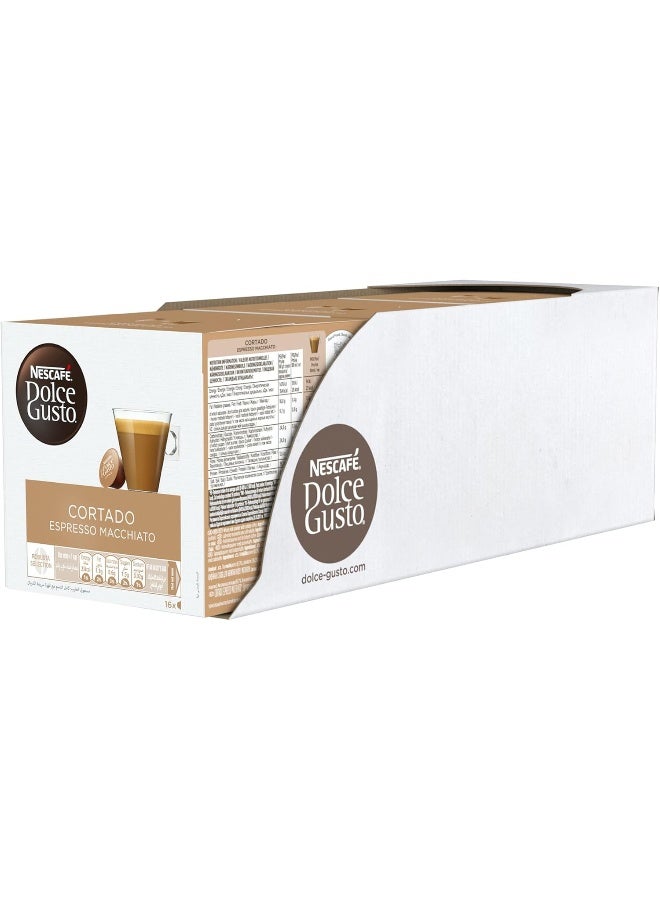 Nescafe Dolce Gusto Cortado Espresso Macchiato 16 Coffee Capsules Cortado 302.4grams Pack of 3 - Image 2