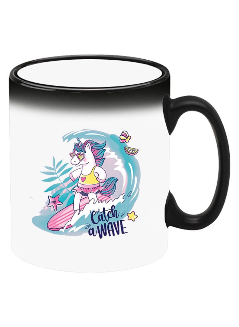 Theodor Color Changing Heat Sensitive Ceramic Mug, Image Revealed When HOT Liquid is Added! Catch a wave - Image 2