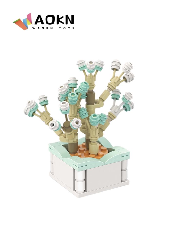 WAOKN New Creative Assembly Simulation Flowers Pot Small Particle Building Blocks Creative Art Decoration Gift