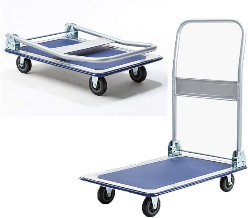 SHOWAY Heavy Duty Folding Trolley Cart 150Kg Platform Flat Hand Barrow Sack Warehouse Folding Platform Trolley - Image 1