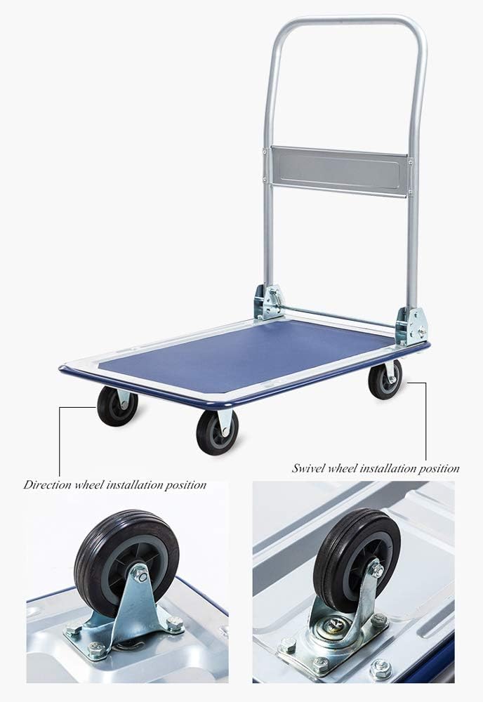 SHOWAY Heavy Duty Folding Trolley Cart 150Kg Platform Flat Hand Barrow Sack Warehouse Folding Platform Trolley - Image 3