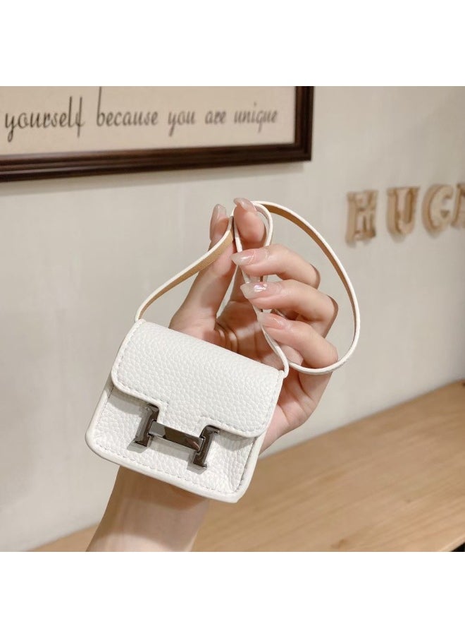 Generic - Mini Handbag Headphone Protective Case For Apple Airpods Universal Second-Generation Third-Generation Pro Women's Leather Earphone Case-Color:White-Applicable Models:Universal Airpods 1/2 Generation/3/pro/pro2 - Image 1