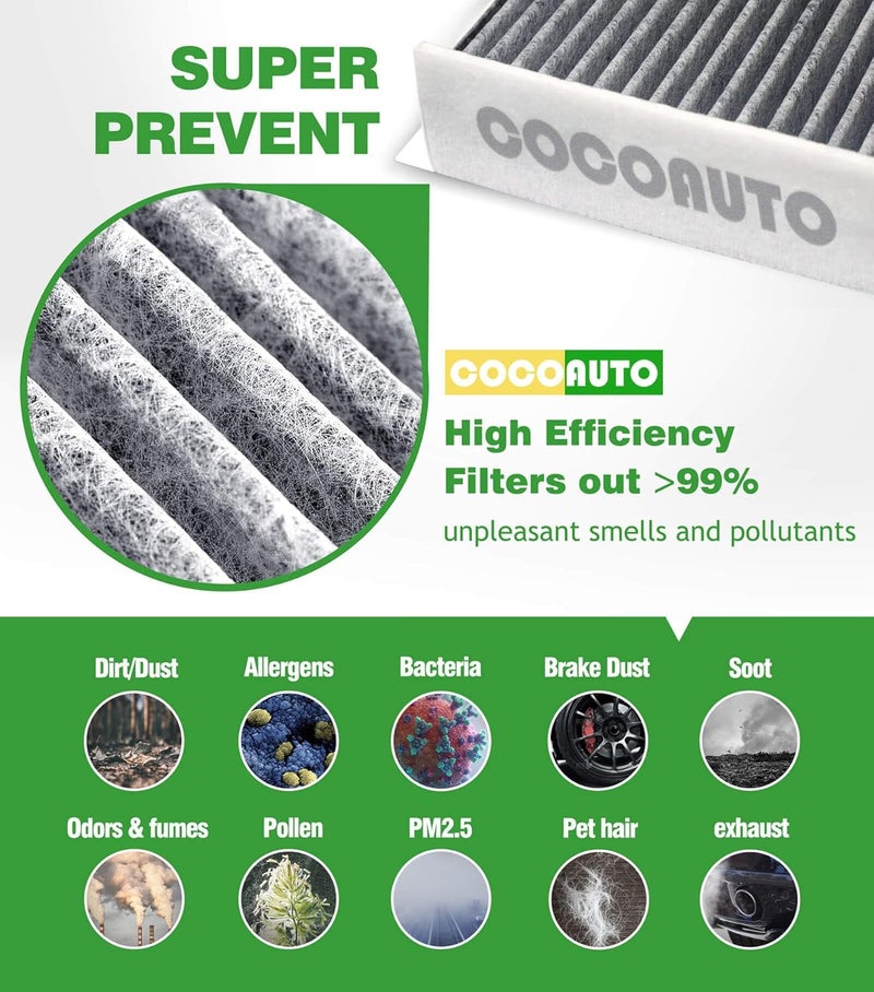 COCOAUTO Cabin Air Filter for BMW X5 X7 X6 (2019-2025), 740i 750Li 740Li (2016-2022), 540i 530i 550i (2017-2023), Replace 64119366401 64115a1bdb6 (Set of 2) - Image 4