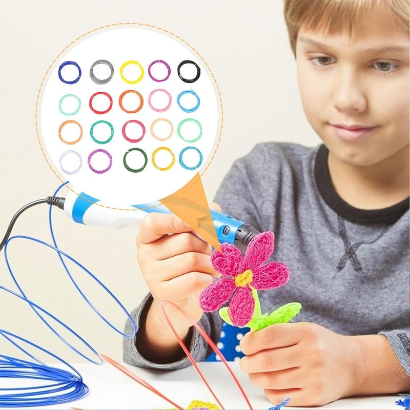 3D Pen Filament Refills 1.75mm 5m Pcl Low-Temperature Printing Supplies 20 Colors Compatible with High-Temperature 3D Printing Pens for Crafting and Educational Use - Image 4