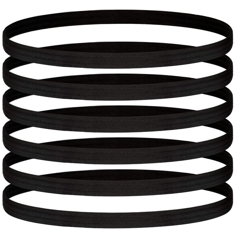 WILLBOND 24 Pieces Thin Sports Elastic Headbands Black Skinny Athletic Exercise Hair Bands No Crease Soft Sweatband for Men Women Workout Running Football, Basketball, Soccer, Tennis, Yoga, Sports, Non Slip - Image 1