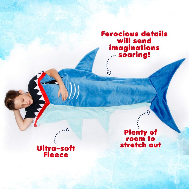 Silver Lilly Animal Tail Blanket - Plush Animal Sleeping Bag Blanket for Kids (Blue Shark) - Image 4