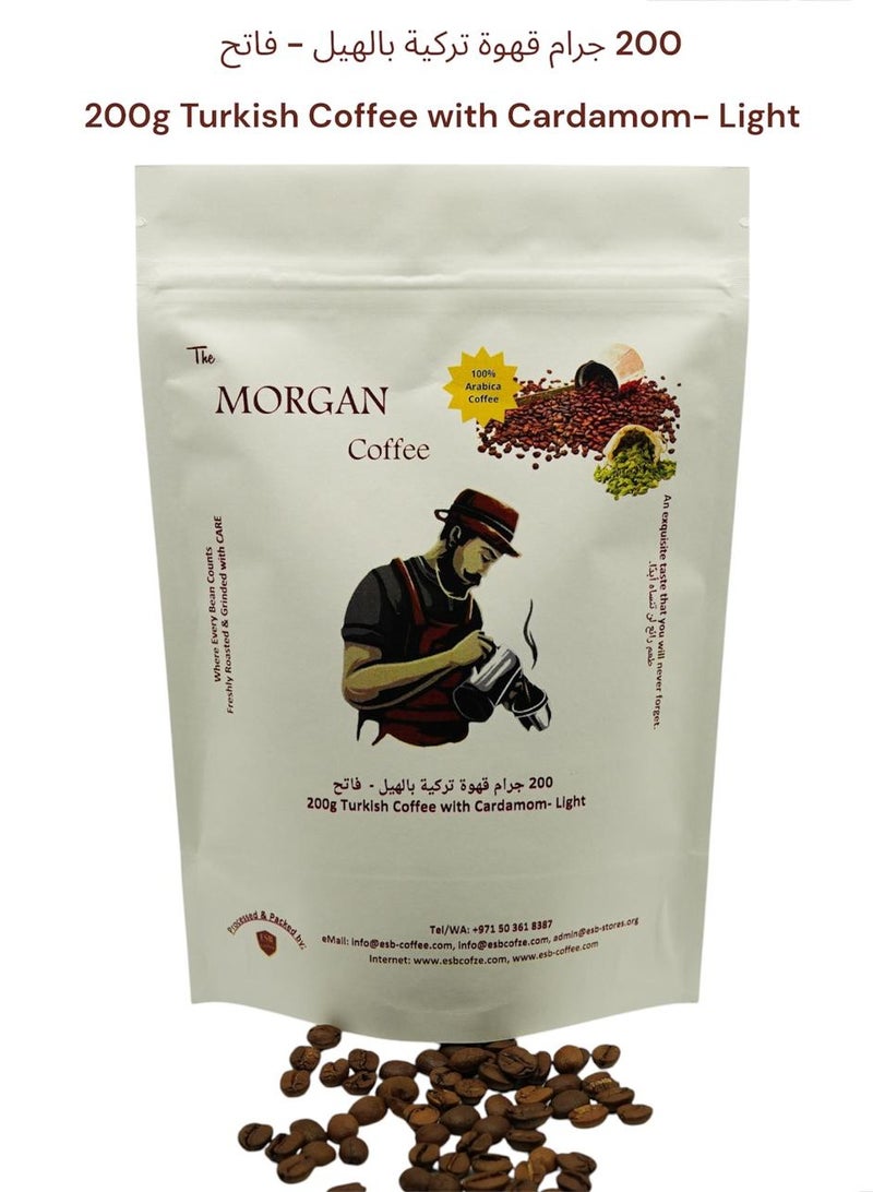 esb coffee The Morgan Turkish Coffee With Cardamom (Ground) - 200g LIGHT - Image 1