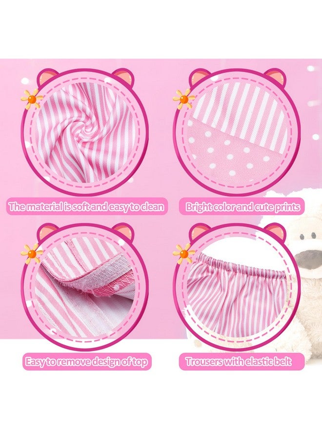 سيفانير ملابس حيوانات محشوة على شكل دب مخطط باللون الوردي مقاس 12 - 16 بوصة، ملابس حيوانات محشوة جميلة ولطيفة وإكسسوارات مناسبة - Image 5